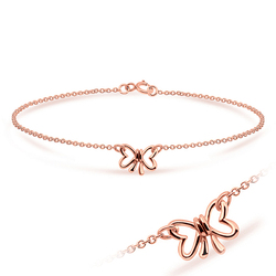 Rose Gold Plated Lovely Bow Silver Bracelet BRS-13-RO-GP